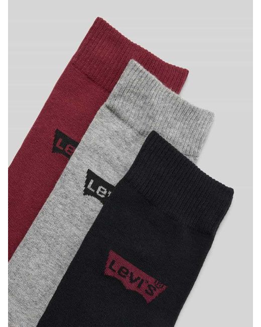 Levi's Socken mit Logo-Stitching Modell 'Regular' im 3er-Pack in Red für Herren