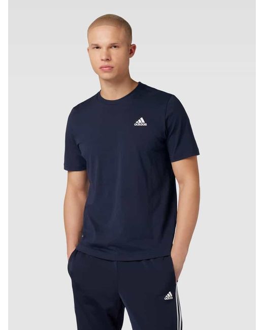 Adidas T-Shirt mit Label-Stitching in Blue für Herren