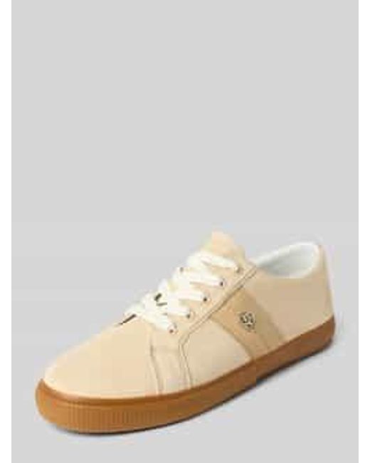 Ralph Lauren Sneakers Van Leer Met Labelapplicatie, Model 'Janson Ii' in het Natural