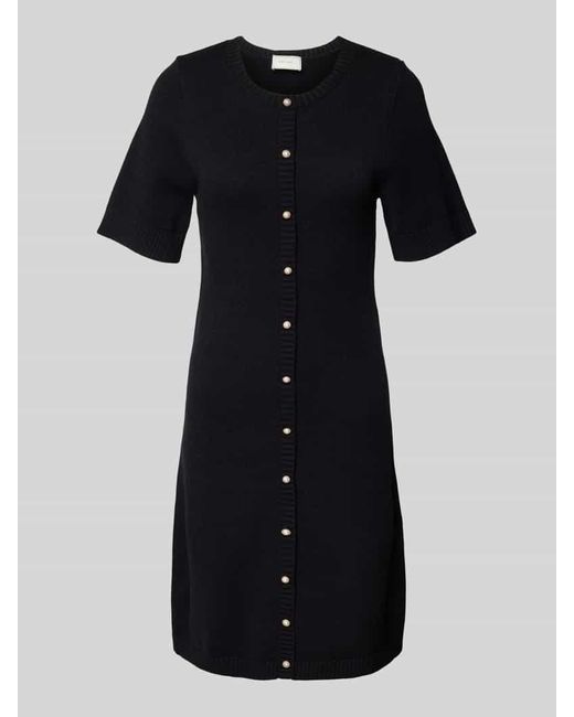 Neo Noir Black Knielanges Kleid Mit Durchgehender Knopfleiste Modell 'Elise'