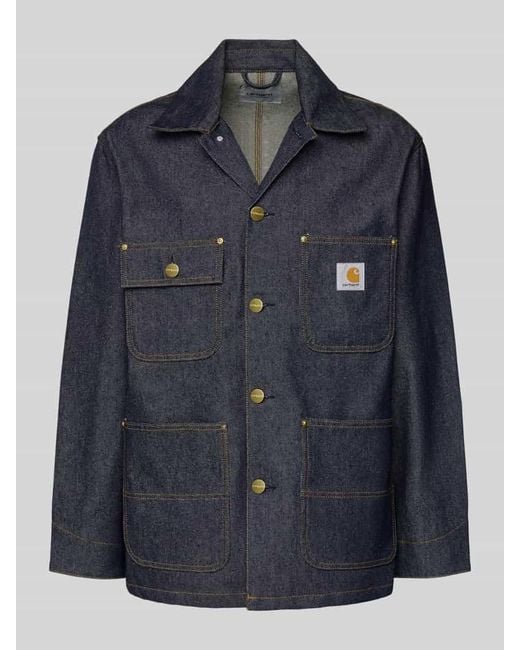 Carhartt Jeansjacke mit aufgesetzten Taschen Modell 'ADEN' in Blue für Herren