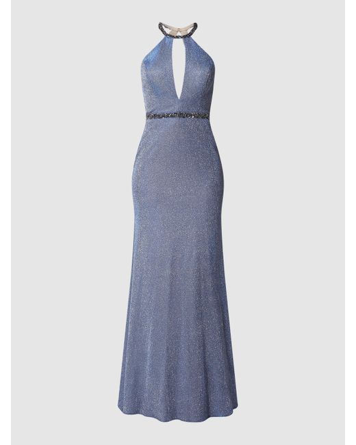 Luxuar Blue Abendkleid mit Glitter-Effekt