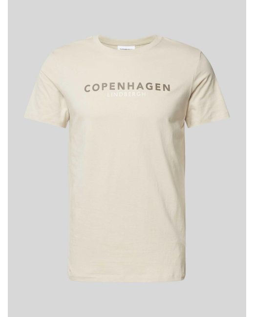 Lindbergh T-Shirt mit Label-Print Modell 'Copenhagen' in Natural für Herren