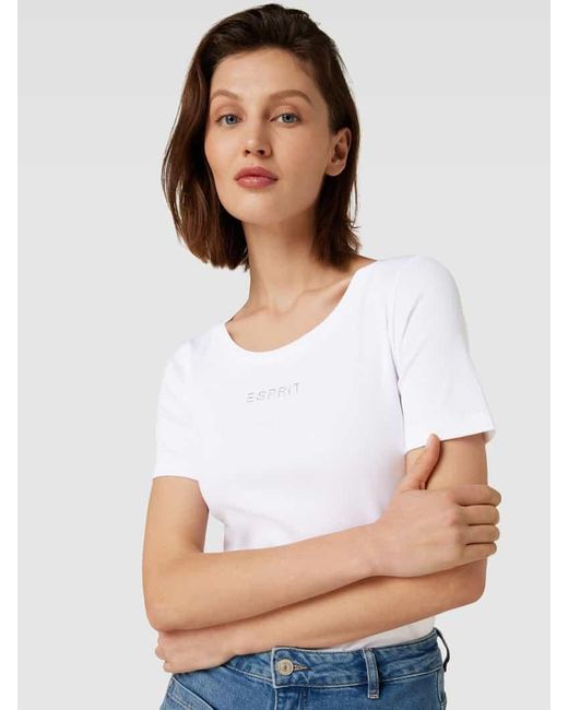 Esprit White T-Shirt mit Label-Detail