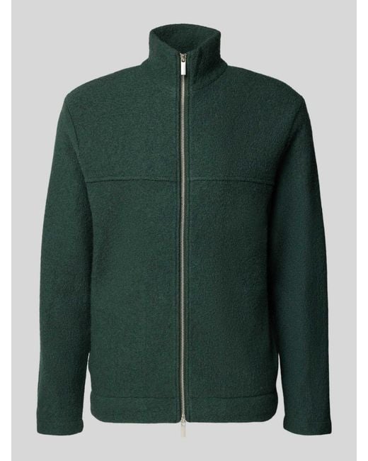 SELECTED Regular Fit Cardigan Van Zuivere Wollen Bouclé, Model 'Nealy' in het Green voor heren