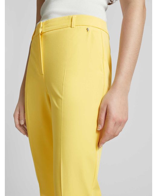Comma, Slim Fit Pantalon Met Persplooien in het Yellow
