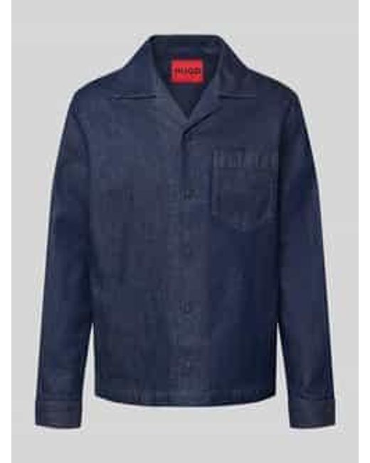 HUGO Regular Fit Overhemdjack Met Borstzak, Model 'Edelo' in het Blue voor heren