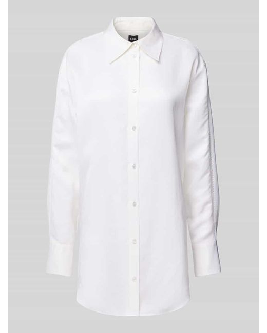 Boss White Slim Fit Hemdbluse aus Viskose-Leinen-Mix Modell 'Belini'