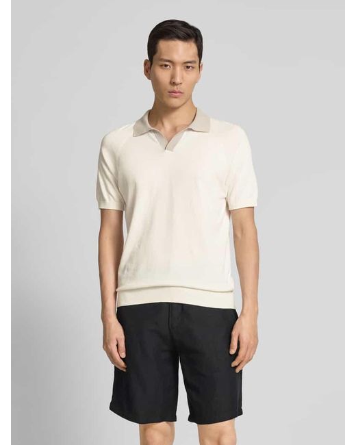 Gran Sasso Regular Fit Poloshirt mit V-Ausschnitt in Natural für Herren