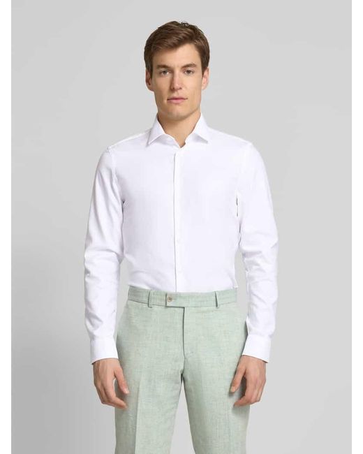 Jake*s Super Slim Fit Businesshemd in unifarbenem Design in White für Herren