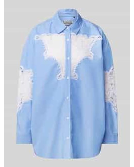Essentiel Antwerp Oversized Overhemdblouse Met Kant in het Blue