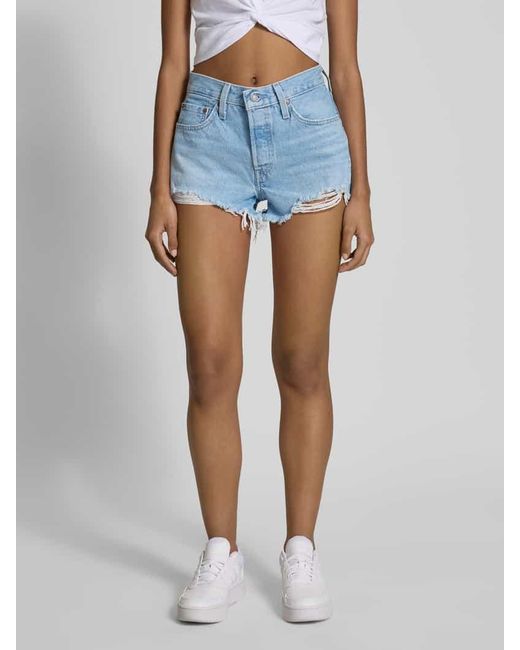 Levi's Blue Mom Fit Jeansshorts im 5-Pocket-Design Modell '501'