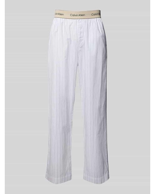Calvin Klein Relaxed Fit Pyjama-Hose mit Logo-Stitching Modell 'Sleep' in White für Herren