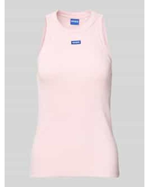 HUGO Tanktop Met Labelstitching in het Pink