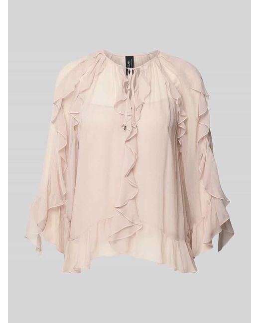 Marc Cain Natural Bluse aus Viskose mit Volants