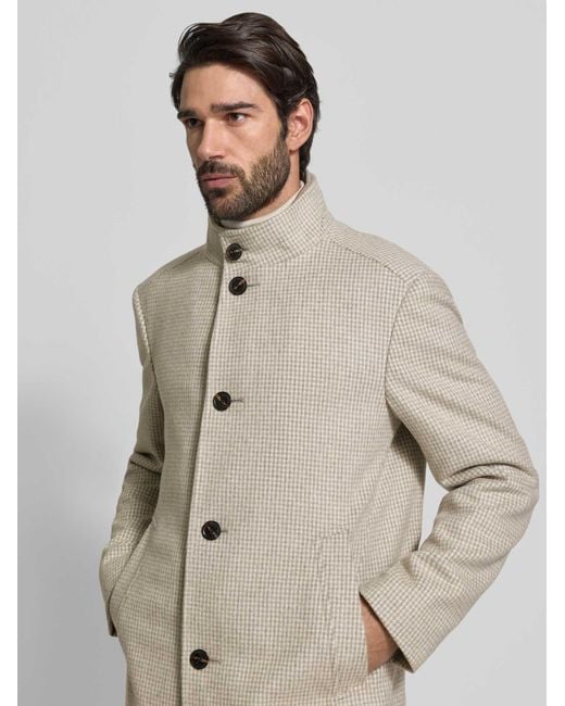 Joop! Lange Jas Van Wolmix Met Opstaande Kraag, Model 'Maico' in het Natural voor heren