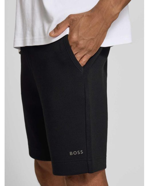 Boss Regular Fit Sweatshorts Van Katoenmix Model 'Jt_Globe' in het Black voor heren