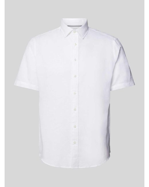 Jake*s Slim Fit Linnen Overhemd Met Kentkraag in het White voor heren
