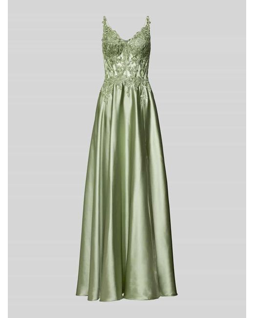 Luxuar Green Abendkleid Mit Spitzenbesatz