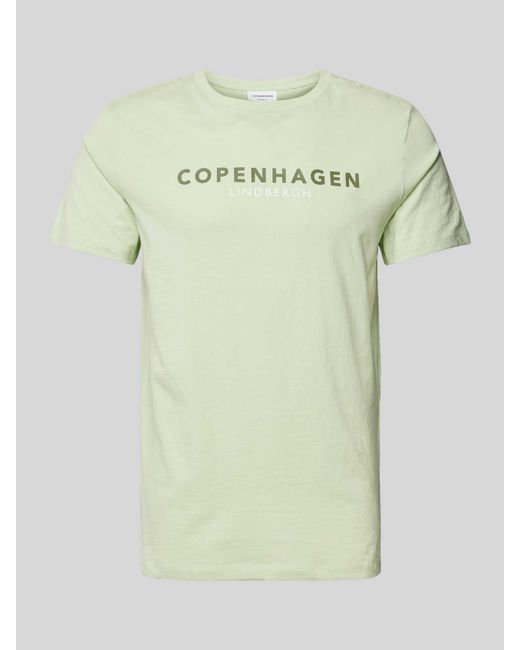 Lindbergh T-Shirt mit Label-Print Modell 'Copenhagen' in Green für Herren