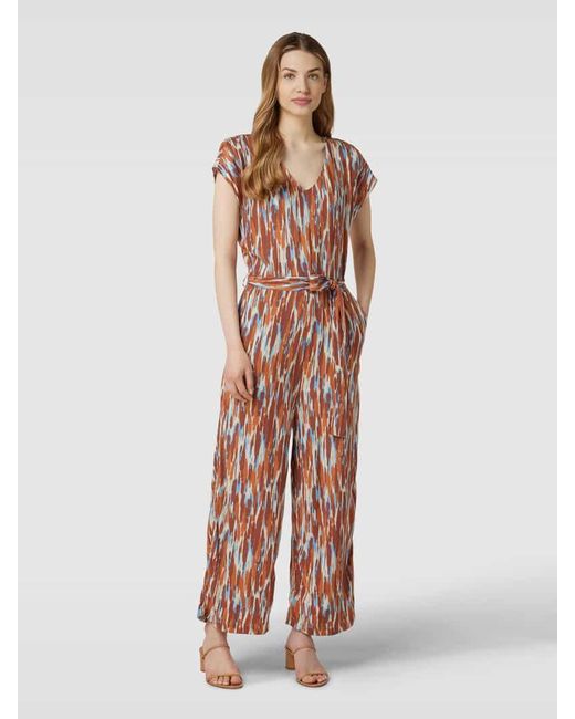 B.Young White Jumpsuit Aus Reiner Viskose Mit Animal-Print Modell 'Joella'