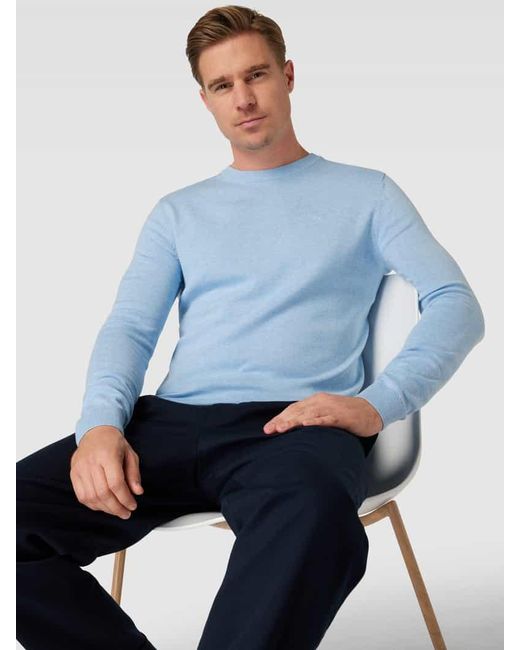 Tom Tailor Strickpullover mit Label-Stitching in Blue für Herren