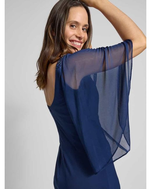 Luxuar Blue Abendkleid mit Knoten-Detail
