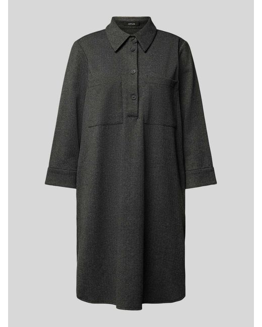Opus Knielange Jurk Met Platte Kraag in het Black