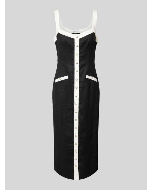 Forever New Knielange Linnen Jurk Met Knoopsluiting in het Black