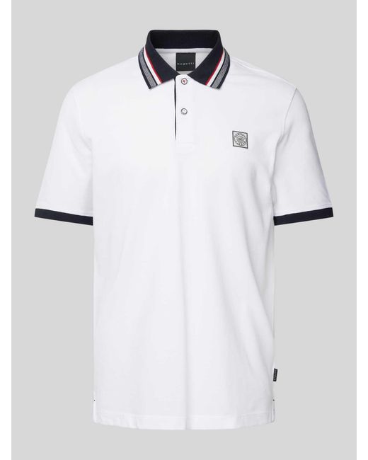 Bugatti Regular Fit Poloshirt Met Labelbadge in het White voor heren