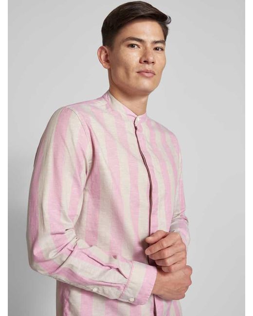 Tommy Hilfiger Regular Fit Freizeithemd mit Maokragen Modell 'BOLD' in Pink für Herren