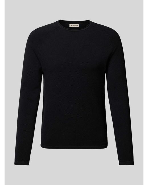 Jack & Jones Gebreide Pullover Met Labelpatch, Model 'Hill' in het Black voor heren