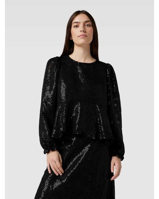 Neo Noir Black Bluse mit Paillettenbesatz Modell 'Rizzo Sequins'
