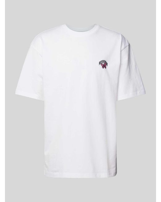 Review T-shirt Met Motiefstitching En Ronde Hals in het White voor heren