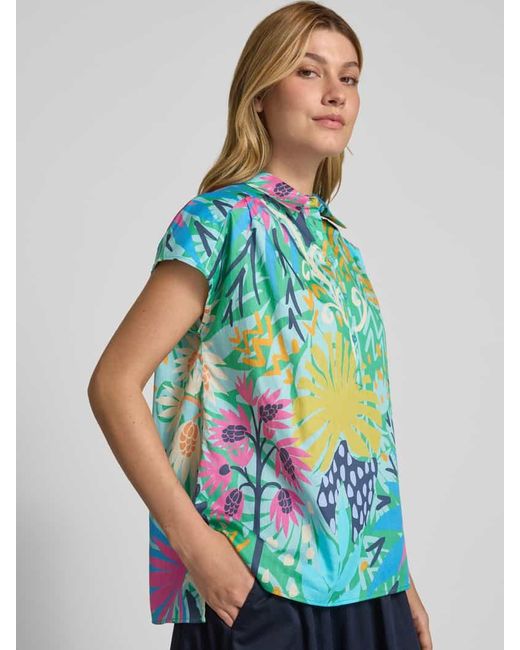 Milano Italy Blue Regular Fit Bluse mit Kappärmeln