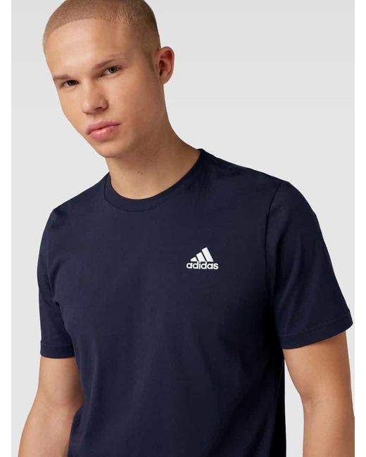 Adidas T-Shirt mit Label-Stitching in Blue für Herren