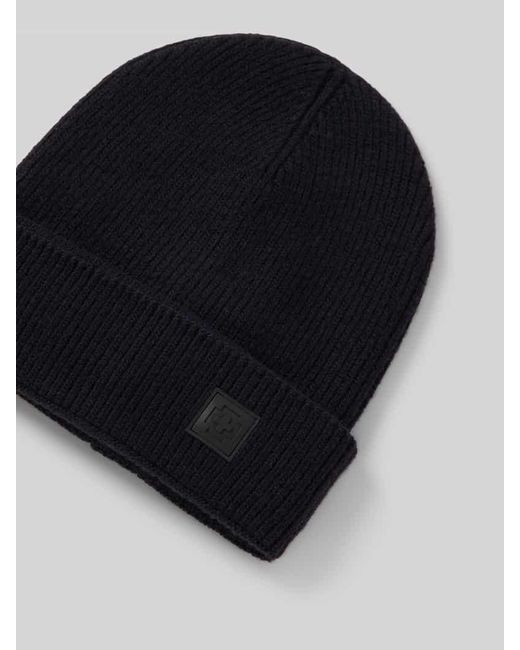 Strellson Mütze Mit Label-Patch Modell 'Loras' in Black für Herren