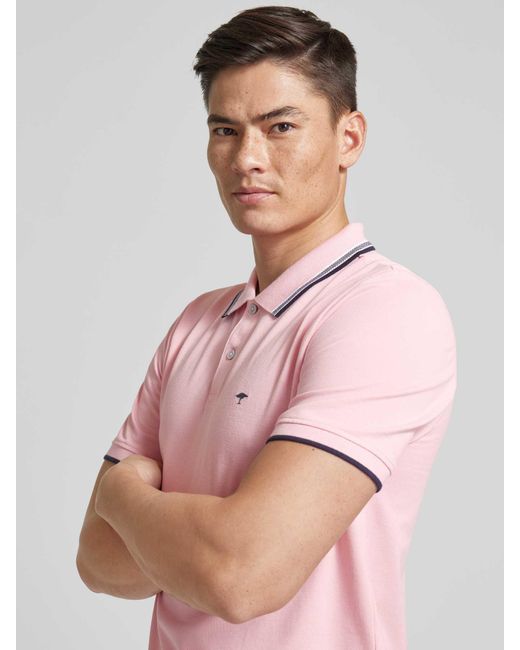 Fynch-Hatton Regular Fit Poloshirt mit Kontraststreifen in Pink für Herren