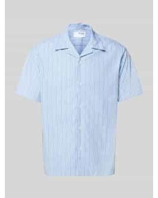 SELECTED Relaxed Fit Vrijetijdsoverhemd Van Puur Katoen, Model 'Rlxholger' in het Blue voor heren