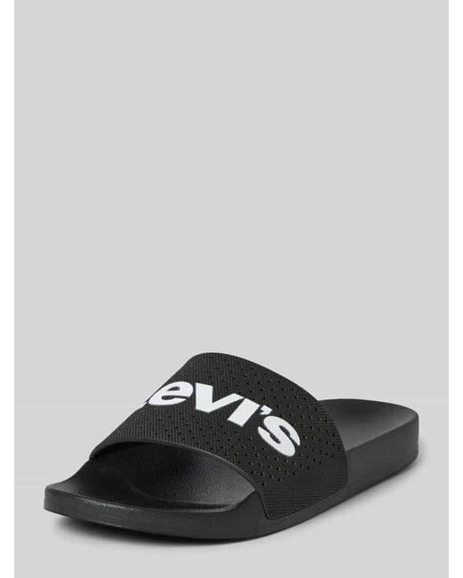 Levi's Slides mit Label-Print Modell 'JUNE PERF' in Black für Herren