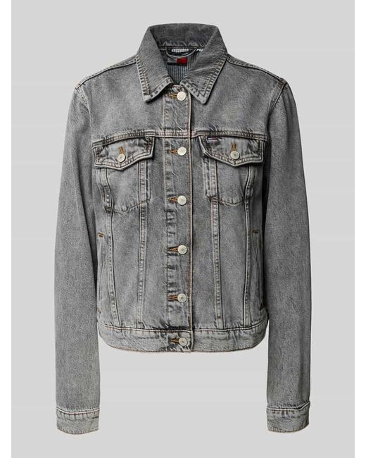 Tommy Hilfiger Gray Regular Fit Jeansjacke aus reiner Baumwolle