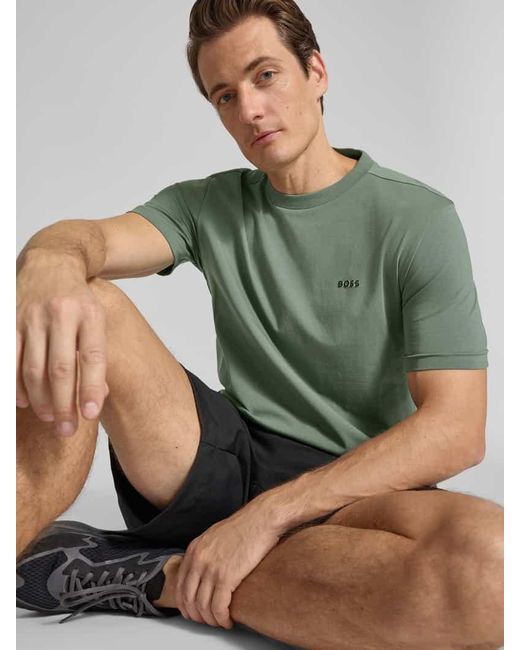 Boss Regular Fit T-Shirt aus Baumwoll-Mix Modell 'TEE' in Green für Herren