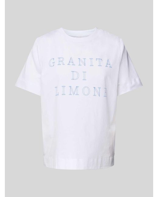 Rich & Royal T-shirt Met Geribde Ronde Hals in het White