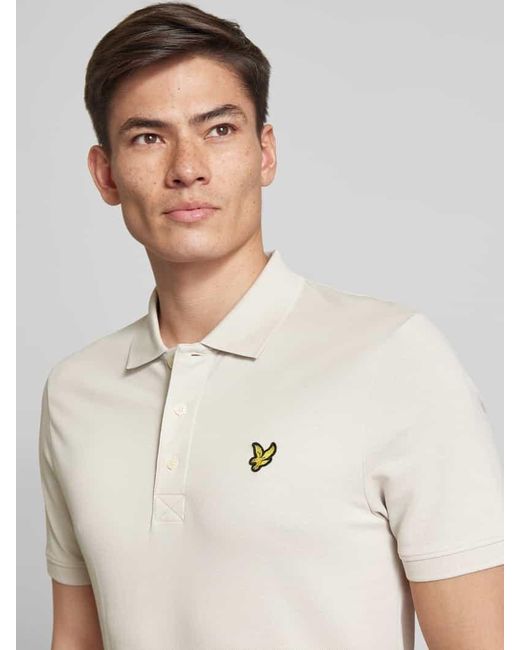 Lyle & Scott Slim Fit Poloshirt mit Logo-Patch in Natural für Herren