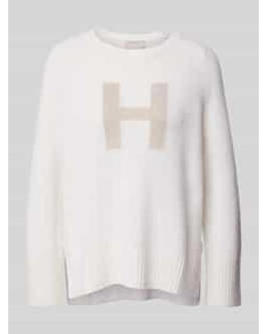 Hemisphere Gebreide Pullover Met Labelprint in het White