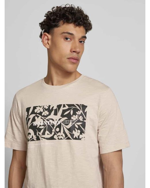 Jack & Jones T-Shirt mit Label-Print Modell 'JEFF' in Natural für Herren