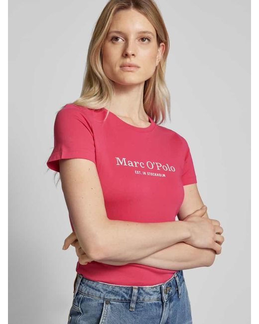 Marc O' Polo Pink T-Shirt mit Label-Print