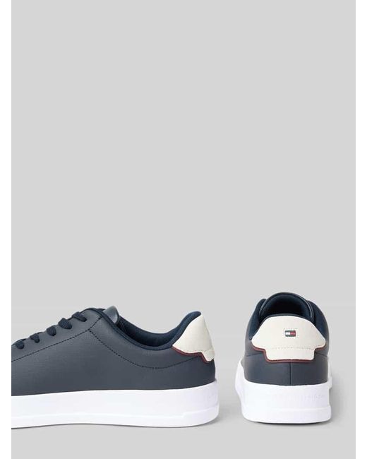 Tommy Hilfiger Low Top Sneaker aus Leder-Mix in Blue für Herren