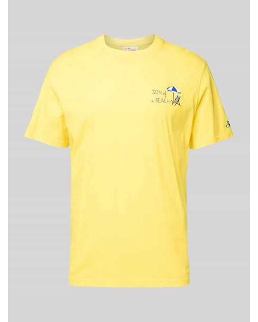 Mc2 Saint Barth T-Shirt mit Statement- und Motiv-Stitching Modell 'PORTOFINO' in Yellow für Herren