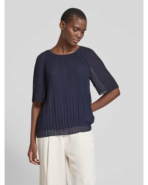 S.oliver Blue Regular Fit Chiffonbluse Mit Mit Kurzen Ragalanärmeln